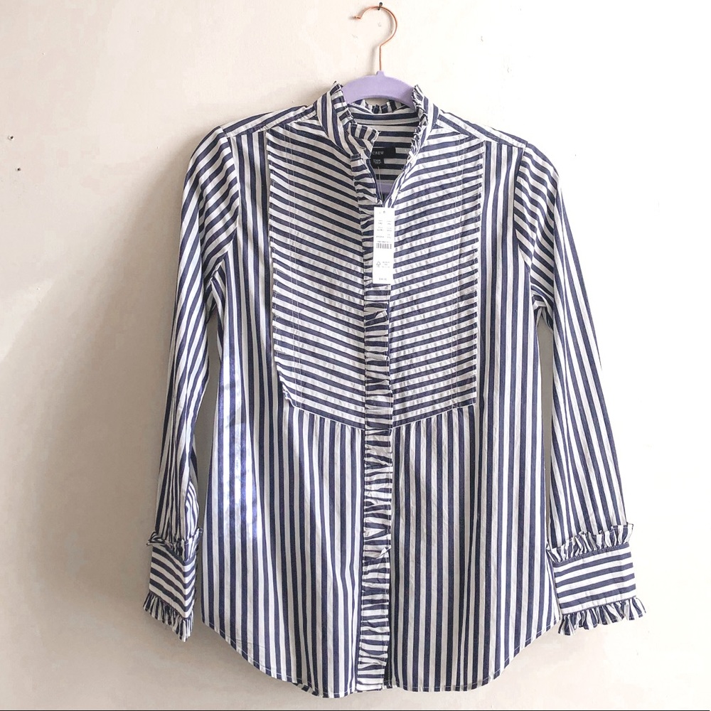 JCrew NWT Striped Tuxedo Shirt XXS